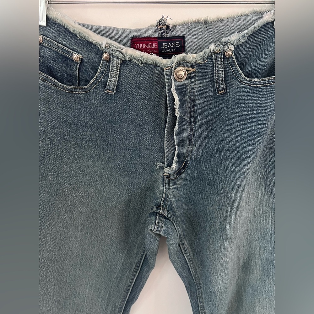 Younique Jeans Y2K Low-rise Frayed Hem Studded Flare Leg Jeans |Size 5| - Picture 2 of 5